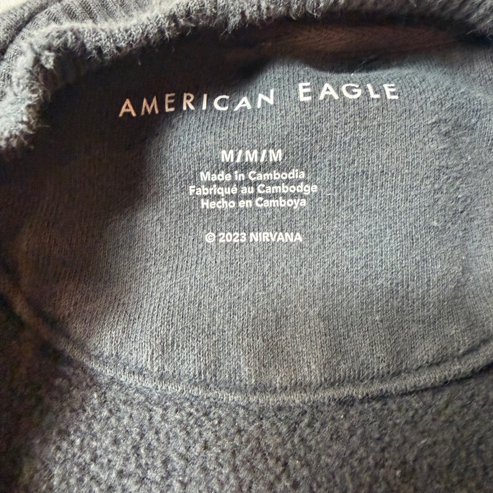 American Eagle Nirvana Graphic Sweatshirt Mens Medium Black Crewneck - Picture 2 of 2